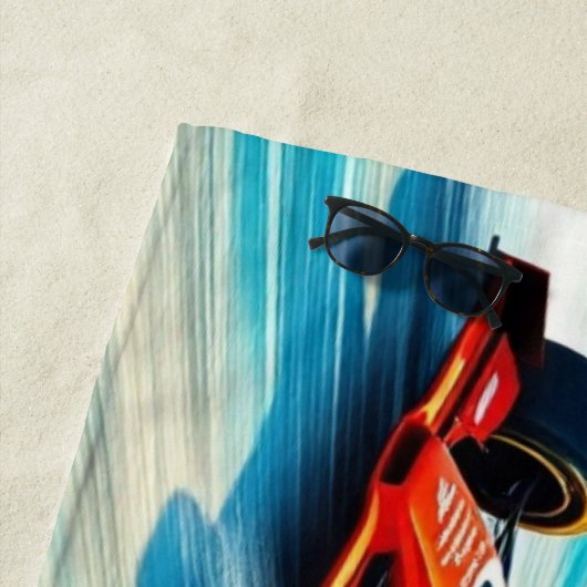 Naam, raceauto's op het zand strandlaken (In situ)