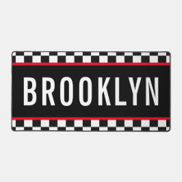 Naam Racing Rood Wit Zwart Checkerboard Patroon Bureaumat