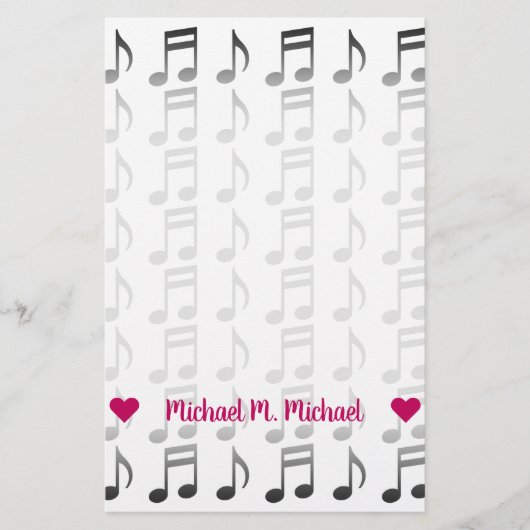  naam; raster van de muzieknoten briefpapier (Voorkant)