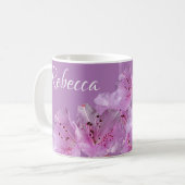  naam Rebecca floral paarse roze boho Koffiemok (Voorkant links)
