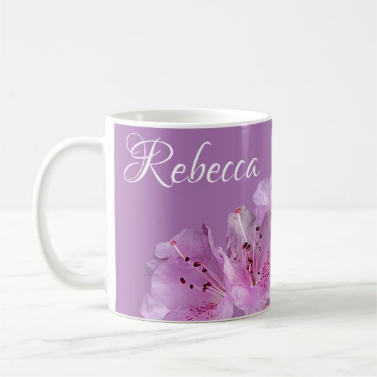  naam Rebecca floral paarse roze boho Koffiemok (Links)