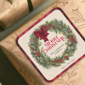 Naam Red Buffalo Plaid Boerderij Kerstkrans Vierkante Sticker