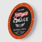 Naam Red Faux Neon Garage Date Oranje Black  Grote Klok (Hoek)