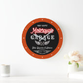 Naam Red Faux Neon Garage Date Oranje Black  Grote Klok (Huis)