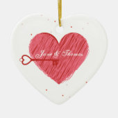 Naam Red Heart Boyfriend Vriendin Valentijnsdag Keramisch Ornament (Voorkant)