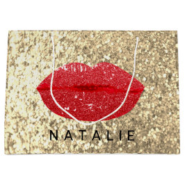 Naam Red Kiss Lips Glitter Champagne Gold Glam Lar Groot Cadeauzakje