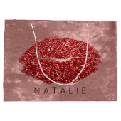Naam Red Kiss Lips Glitter Roos Makeup Artist Groot Cadeauzakje (Achterkant)