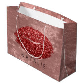 Naam Red Kiss Lips Glitter Roos Makeup Artist Groot Cadeauzakje (Achterkant Gekanteld)