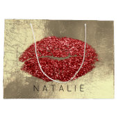 Naam Red Metal Kiss Lips Glitter Champagne Gold Groot Cadeauzakje (Achterkant)