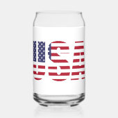 Naam, Red White Blue USA Stencil 16oz. Blikvorm Glas (Voorkant)