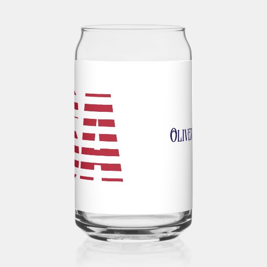 Naam, Red White Blue USA Stencil 16oz. Blikvorm Glas (Links)