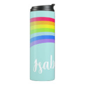 Naam regenboogsterren blauwgroen blauwe hemel thermosbeker (Gedraaid links)
