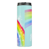 Naam regenboogsterren blauwgroen blauwe hemel thermosbeker (Achterkant)