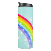 Naam regenboogsterren blauwgroen blauwe hemel thermosbeker (Geroteerd rechts)