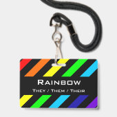 Naam regenboogstrips / Pronoun-badge Badge (Voorkant met koord)