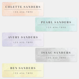 Naam regenboogwaterdichte waterverf labels