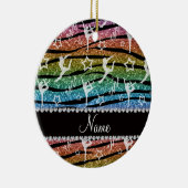 Naam regenboogymnastiek glitter zebra stripes keramisch ornament (Rechts)