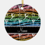 Naam regenboogymnastiek glitter zebra stripes keramisch ornament (Voorkant)
