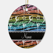 Naam regenboogymnastiek glitter zebra stripes keramisch ornament (Links)