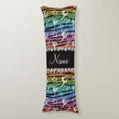 Naam regenboogymnastiek glitter zebra stripes lichaamskussen (Voorkant Verticaal)