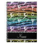 Naam regenboogymnastiek glitter zebra stripes notitieboek (Voorkant)