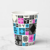 Naam & Relatie Verjaardag Magenta & Blauw toevoege Papieren Bekers (Links)