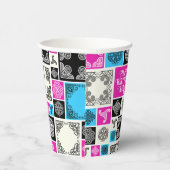 Naam & Relatie Verjaardag Magenta & Blauw toevoege Papieren Bekers (Rechts)