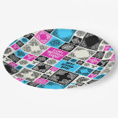 Naam & Relatie Verjaardag Magenta & Blauw toevoege Papieren Bordje (Gekanteld)