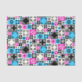 Naam & Relatie Verjaardag Magenta & Blauw toevoege Tissuepapier