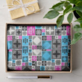 Naam & Relatie Verjaardag Magenta & Blauw toevoege Tissuepapier (Geschenk)