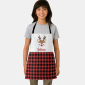 Naam rendier in rode kerst schort (Insitu)