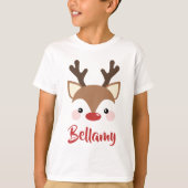 Naam rendier in rode kerst t-shirt (Voorkant)