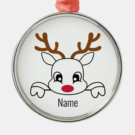 Naam Rendier Kerstversiering Metalen Ornament (Voorkant)