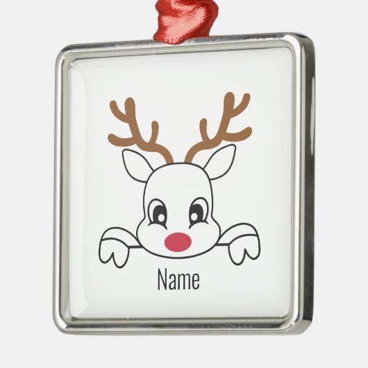 Naam Rendier Kerstversiering Metalen Ornament (Links)