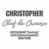 Naam Restaurant Chef de Cuisine toevoegen Sticker (Voorkant)