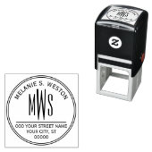 Naam Retouradres 3 Initiaal Monogram 2X Frame Zelfinktende Stempel (In situ)
