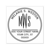 Naam Retouradres 3 Initiaal Monogram 2x Lijst Zelfinktende Stempel (Design)