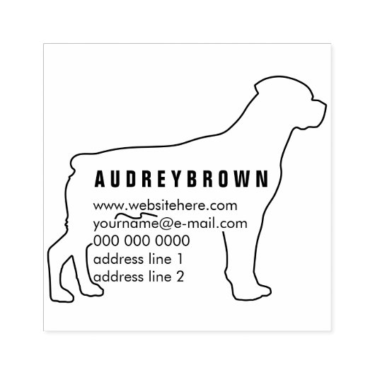 Naam retouradres Dog Rottweiler toevoegen Rubberstempel (Afrduk)