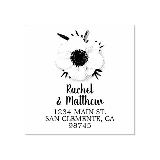 Naam Retouradres Floral Rubberstempel (Afrduk)