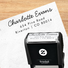 Naam retouradres stempel in aangepast schrift