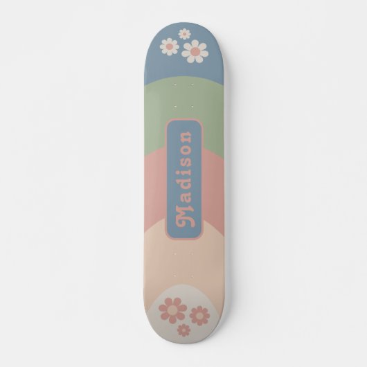 Naam retro Arch Pastel Daisy Persoonlijk Skateboard (Voorkant)