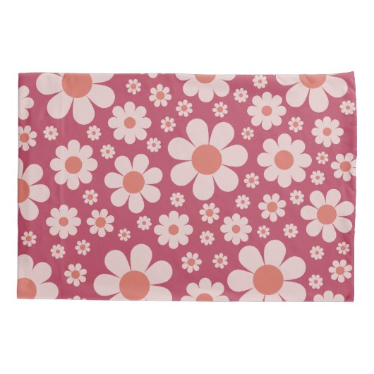 Naam Retro Daisy Pattern Kussensloop (Achterkant)