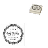 naam Retro Kerstkrans Liniar Rubberstempel (Gestempeld)