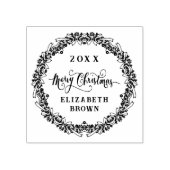 naam Retro Kerstkrans Liniar Rubberstempel (Afrduk)