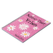 Naam, Retro Sparkly Hot Pink Senior Jaar Vibes Notitieboek (Linkerzijde)