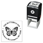 naam Return Address Butterfly Logo Zelfinktende Stempel (In situ)