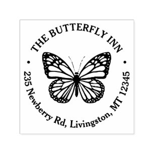  naam Return Address Butterfly Logo Zelfinktende Stempel