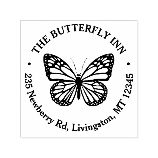  naam Return Address Butterfly Logo Zelfinktende Stempel (Design)