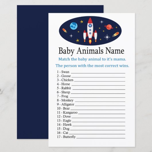 Naam Rocket Baby Animals (Voorkant / Achterkant)