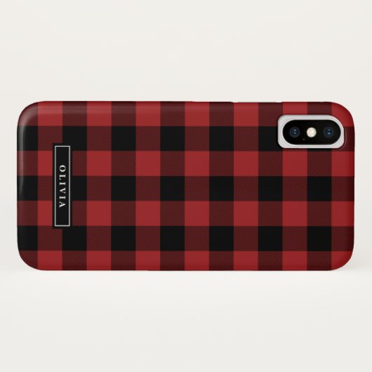 Naam rode buffalo speldenpatroon Case-Mate iPhone case (Achterkant (horizontaal))